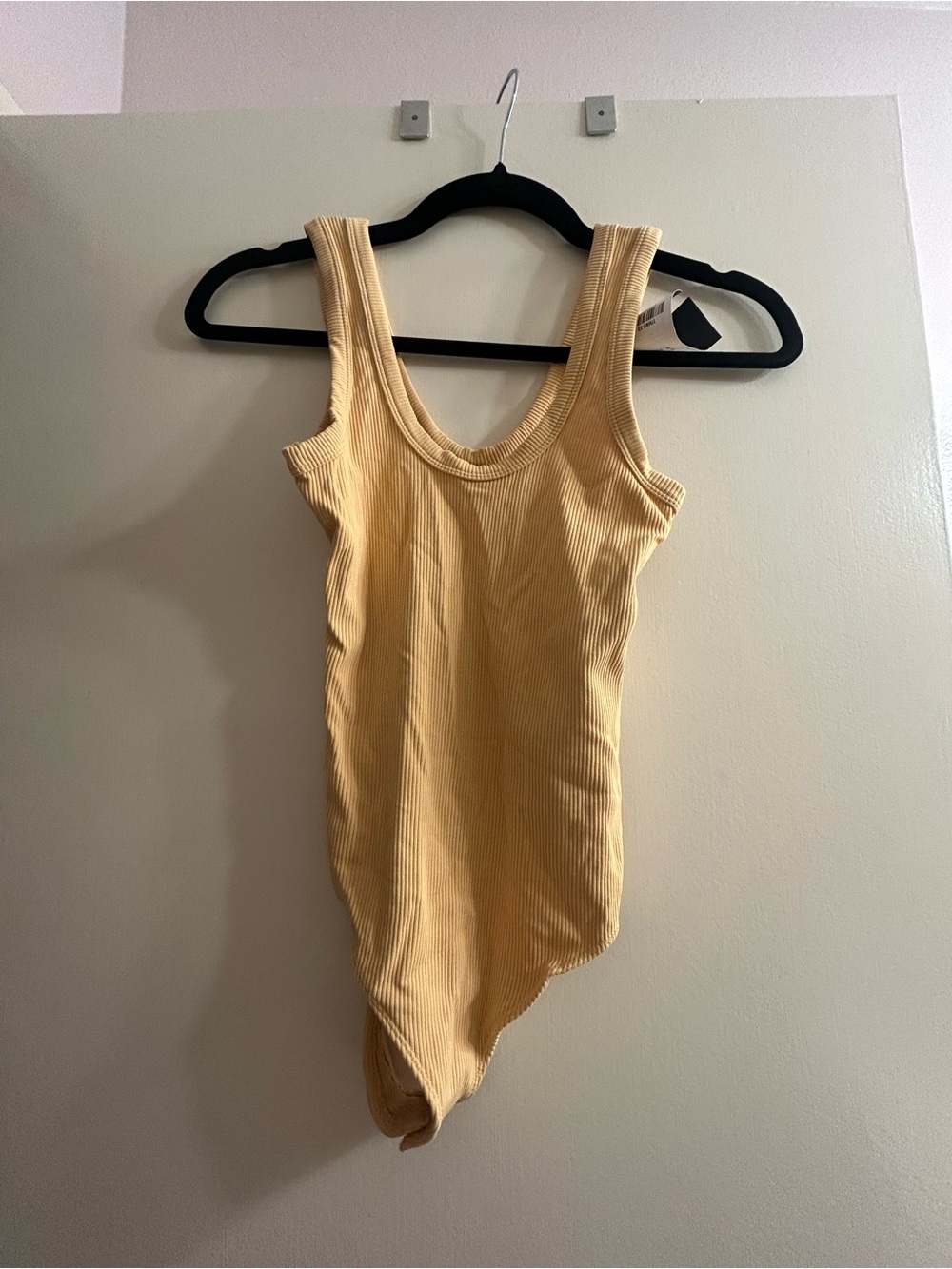 Ribbed Scoop Neck Tank Bodysuit - Yellow